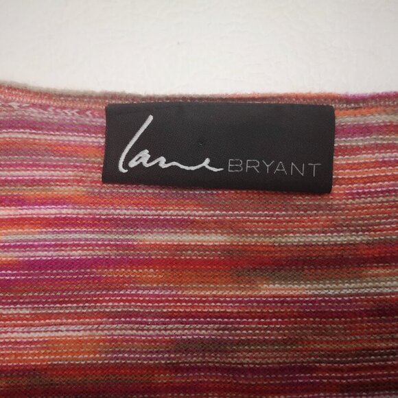 Lane Bryant Ladies Lightweight Short Sleeves Red & Green Stripe Sweater - Picture 3 of 7